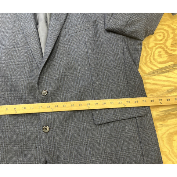 Lauren Ralph Lauren Windowpane Plaid Wool Sport Coat Blazer Men’s 50L Blue - Picture 14 of 16